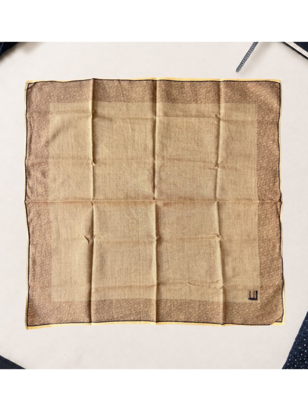 Vintage Dunhill Brown Pocket Square Scarf Neckerchief Menswear Handkerchief 18in